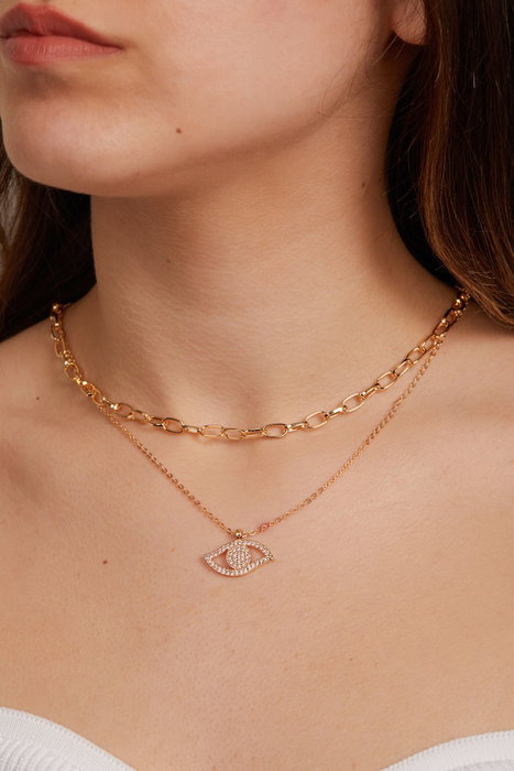 Heliophilia Silver Collar de Metal Dorado con Cadena Ajustable